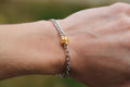 White & Yellow Gold Two Chain Skull Bracelet | 14k White & Yellow Gold